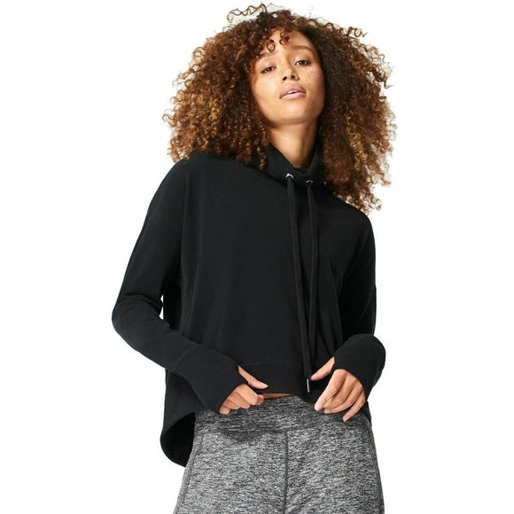 Sweaty Betty Tops - 🆕 SWEATY BETTY Harmonise Black Italian Fleece Sweatshirt X-Large